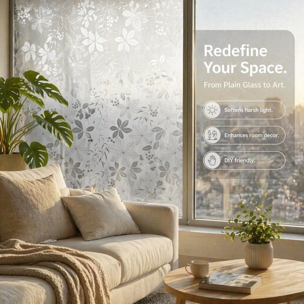 Suluboya Mor Çiçek Desenli Ken - Window Insulation Film incelemesi ve fiyatı